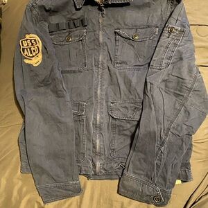 Men's Navy American Eagle Jacket with Patch and Pockets